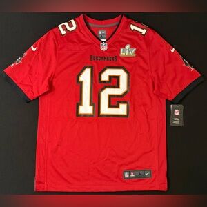 Nike Tom Brady Tampa Bay Buccaneers #12 Home Red Game Jersey Super Bowl LV Patch